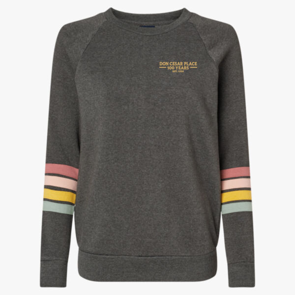 MV Women's Striped Crewneck Sweatshirt - Embroidered Thumbnail